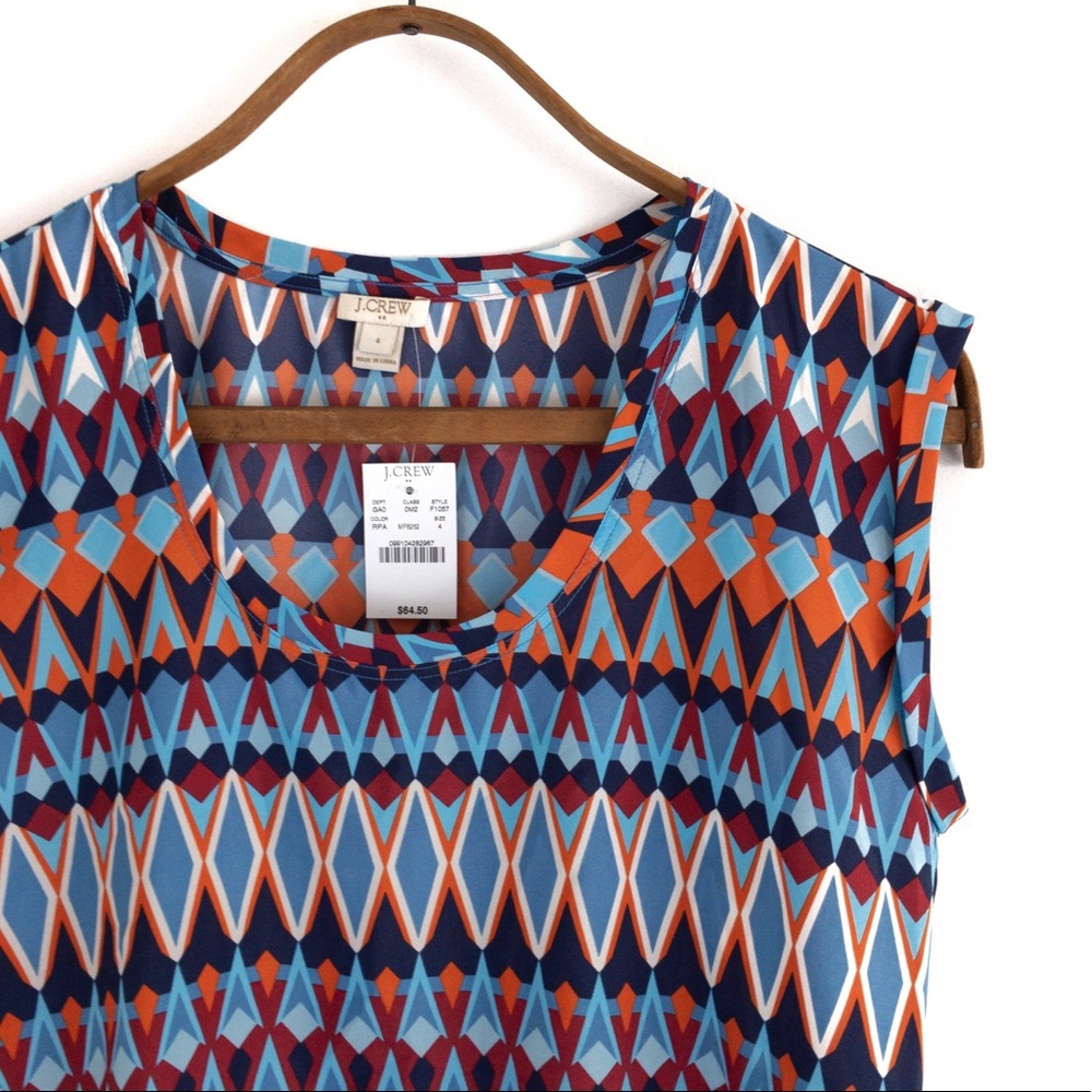 J. Crew Factory • Multi-Color Geometric Print Top - Picture 4 of 5